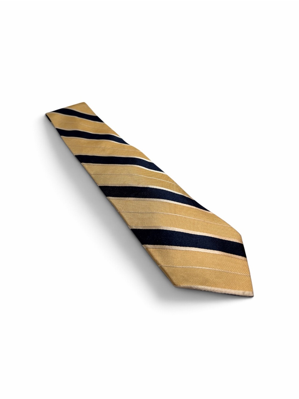 Tommy Hilfiger Gold and Black Striped Silk Tie